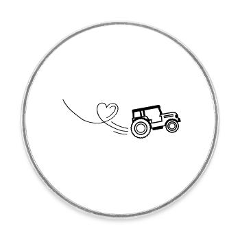cœur de tracteur - Magnet rond - blanc - Devant