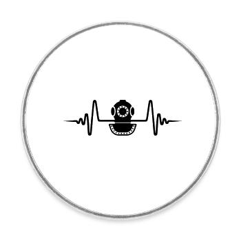 Diving Helmet Diving Pulse - Round  fridge magnet - white - Front