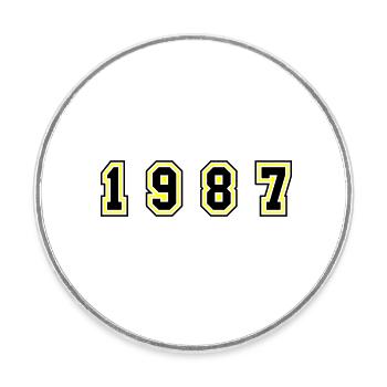 1987 Year Number - Round  fridge magnet - white - Front