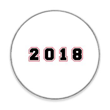 2018 Year Number - Round  fridge magnet - white - Front