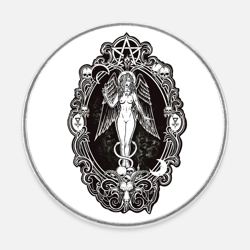 Baphomet's Girlfriend - Round  fridge magnet - white