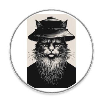 The Silent Cat - Round  fridge magnet - white - Front