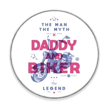 Papa und Biker der Mann der Mythos die Legende - Runder Kühlschrankmagnet - Weiß - Vorne