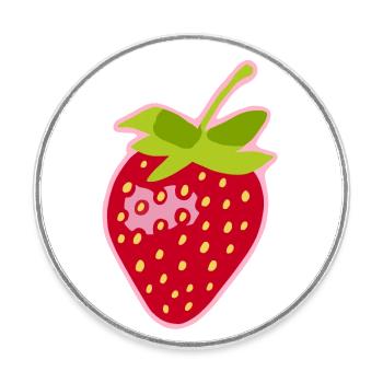 Fraise - Magnet rond - blanc - Devant