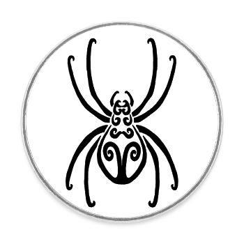 Black Spider - Round  fridge magnet - white - Front