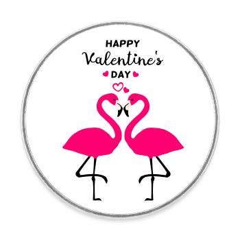 Flamingos Valentinstag - Runder Kühlschrankmagnet - Weiß - Vorne