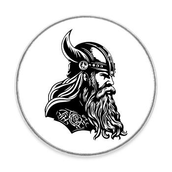 Wikinger Helm Krieger Viking - Runder Kühlschrankmagnet - Weiß - Vorne