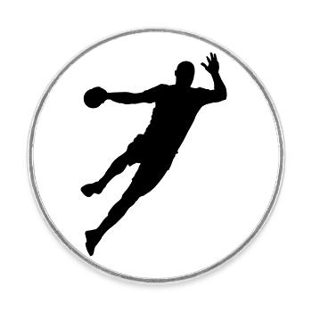 Handball Spieler Sprungwurf Geschenk - Runder Kühlschrankmagnet - Weiß - Vorne