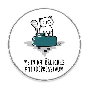 Meine Katze ist mein natürliches Antidepressivum - Runder Kühlschrankmagnet - Weiß - Vorne