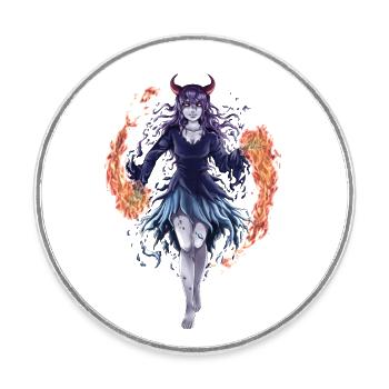 Fire Demon - Runder Kühlschrankmagnet - Weiß - Vorne