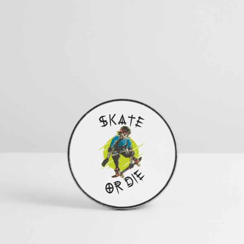 Skate oder stirb Skelett Skateboarder Runder Kühlschrankmagnet