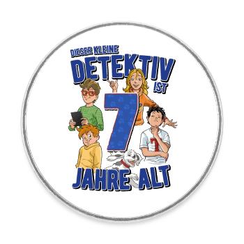 TKKG Junior 7. Geburtstag Sieben Blau Geschenk - Runder Kühlschrankmagnet - Weiß - Vorne