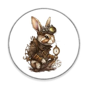 Steampunk Bunny - Round  fridge magnet - white - Front