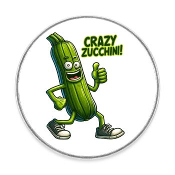 Crazy Veggies: Zucchini Thumbs Up - Runder Kühlschrankmagnet - Weiß - Vorne