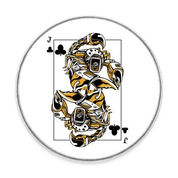 Skorpion Steampunk Kartenspiel Kreuz Jack Poker - Runder Kühlschrankmagnet - Weiß - Vorne