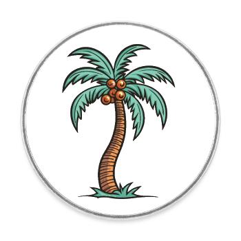 Île Palm - Magnet rond - blanc - Devant