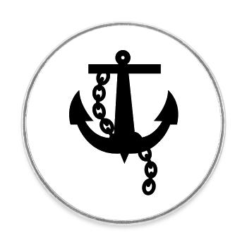 verankern Marine einfache schwarze Rockabilly - Runder Kühlschrankmagnet - Weiß - Vorne