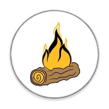 holz ast wald baum stamm holzscheid waldbrand bran - Runder Kühlschrankmagnet - Weiß - Vorne