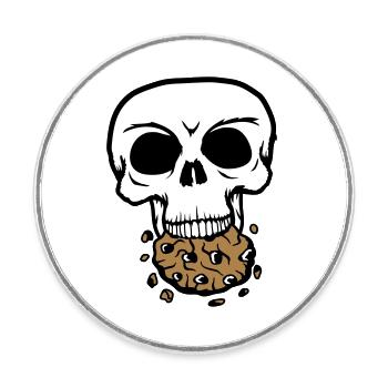 skull dead death die head bones skeleton dead - Round  fridge magnet - white - Front