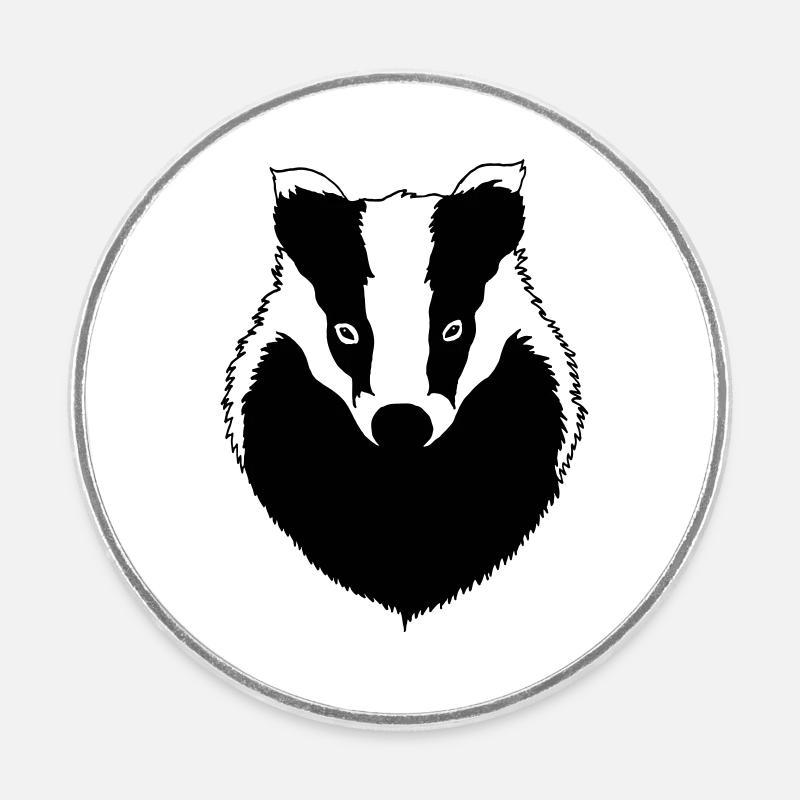Blaireau - Magnet rond - blanc