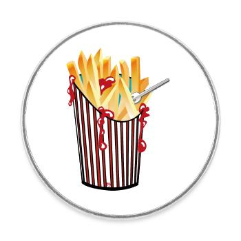French fries - Round  fridge magnet - white - Front