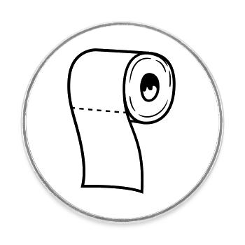 rouleau toilette papier papier toilette toilette toilette wc b - Magnet rond - blanc - Devant