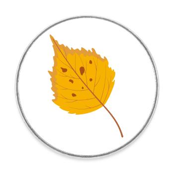 Birch leaf - Round  fridge magnet - white - Front