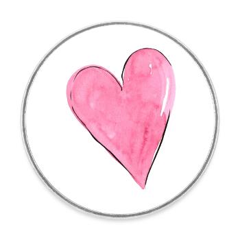 Heart Pink - Round  fridge magnet - white - Front
