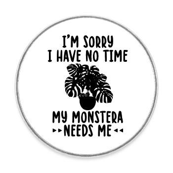 | amateurs de Monstera Idées cadeaux pour les plantes d’intérieur - Magnet rond - blanc - Devant