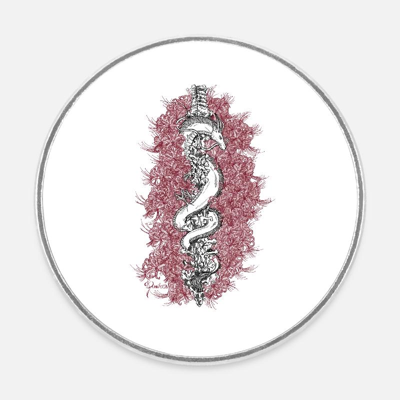 Dragon flower - Round  fridge magnet - white