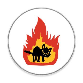 Burning hot cat - Round  fridge magnet - white - Front