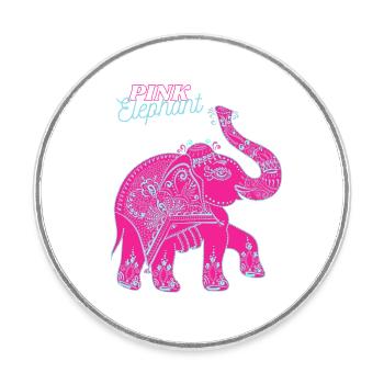 Pink_Elephant - Runder Kühlschrankmagnet - Weiß - Vorne