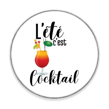 L'été c'est cocktail - Magnet rond - blanc - Devant