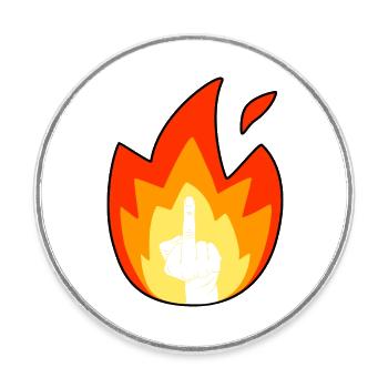 Emoji doigt de feu - Magnet rond - blanc - Devant