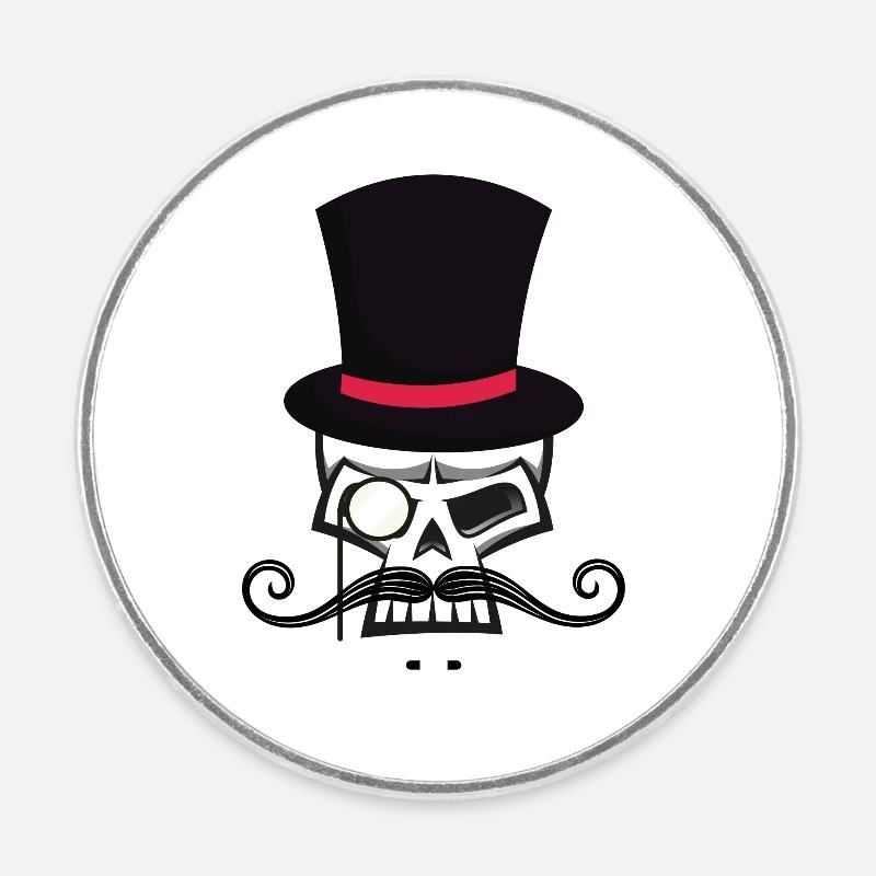 Skullheadwith beard and has - Round  fridge magnet - white