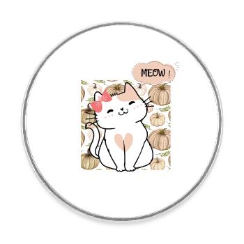 CuteCat meow - Magnet rond - blanc - Devant