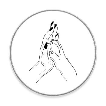 Patte à main Highfive - Magnet rond - blanc - Devant