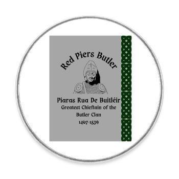 Red Piers Butler - Round  fridge magnet - white - Front