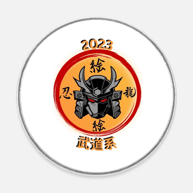 Futuristic Samurai #3 - Runder Kühlschrankmagnet - Weiß