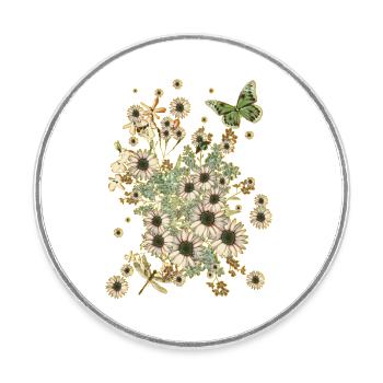 Blüten über Blüten - Blumen Flora Schmetterling - Runder Kühlschrankmagnet - Weiß - Vorne