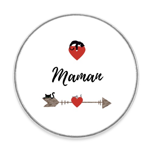 Maman, coeurs et chats - Magnet rond