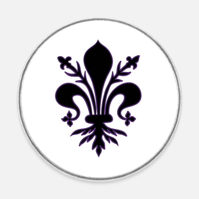 Black lily - Round fridge magnet - white