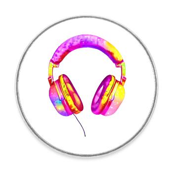 Kopfhörer Gamer Musiker Sänger Musik hören Gesang - Runder Kühlschrankmagnet - Weiß - Vorne