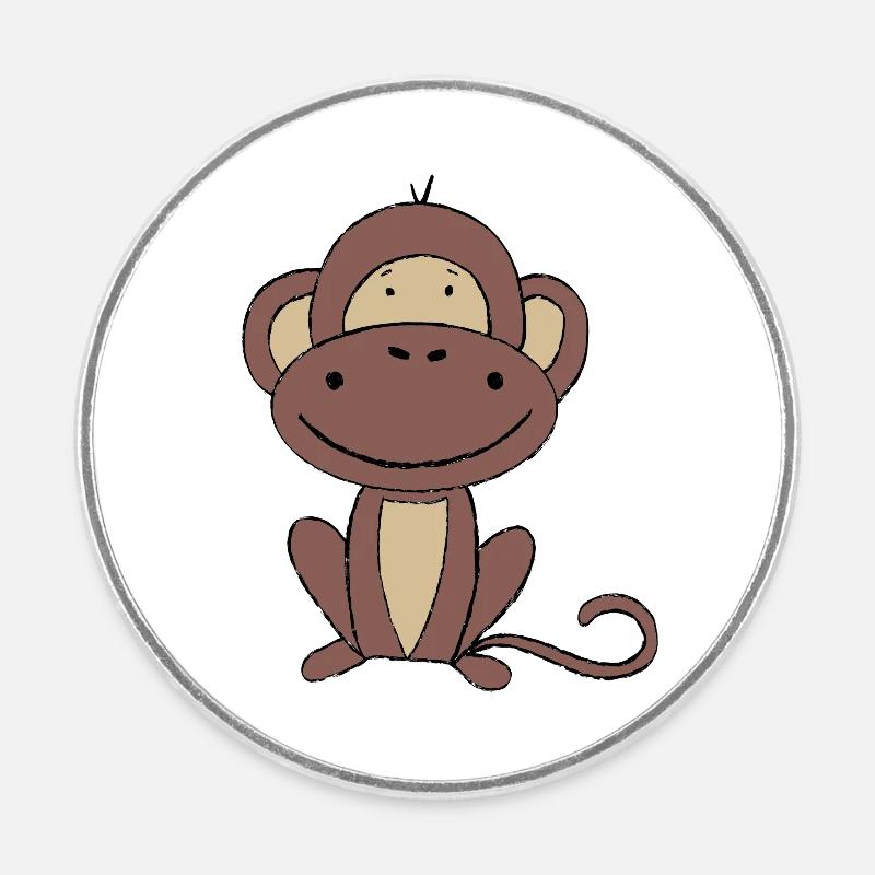 Monkey - Round  fridge magnet - white