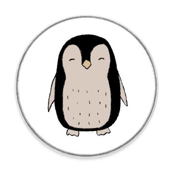 Penguin - Round  fridge magnet - white - Front