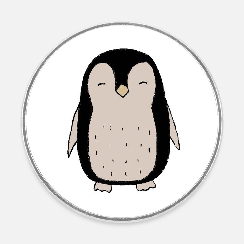 Pingouin - Magnet rond - blanc