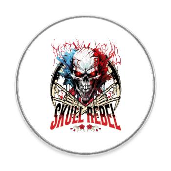 Crâne Crâne Squelette Moto Biker Gang - Magnet rond - blanc - Devant