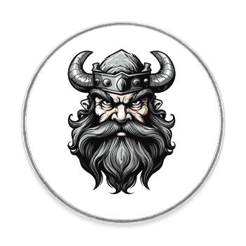 gehörnter Helm - Runder Kühlschrankmagnet - Weiß - Vorne