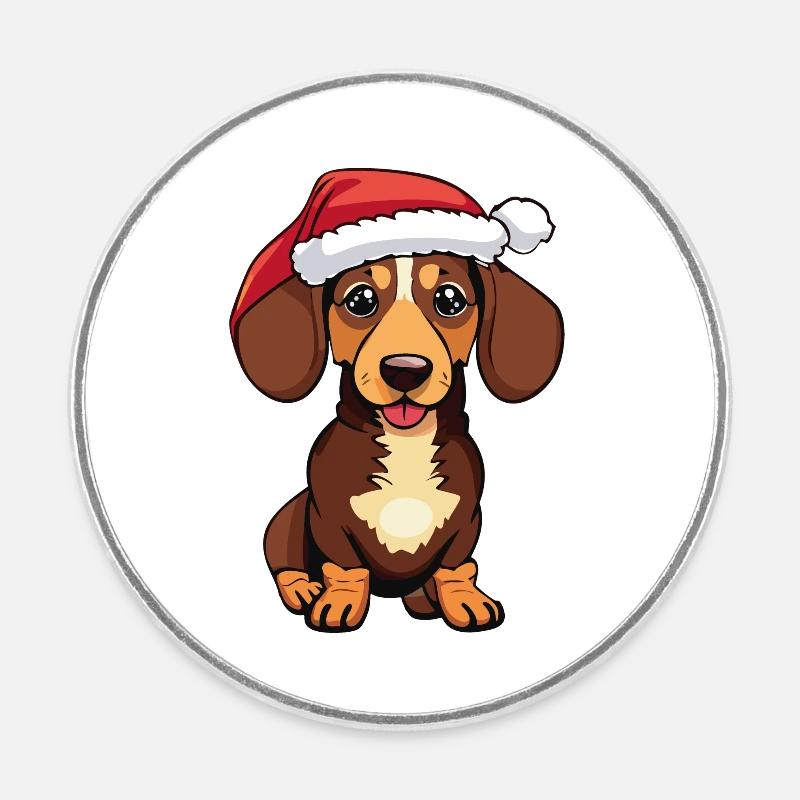 Dackelmit Weihnachten - Runder Kühlschrankmagnet - Weiß