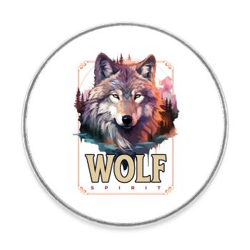 Wolf Wolfskopf Natur Wildnis Abenteuer Wald Kunst - Runder Kühlschrankmagnet - Weiß - Vorne